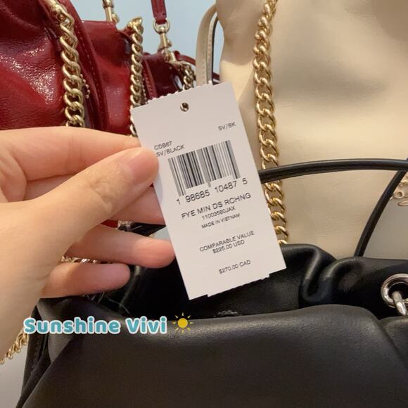 NWT Coach Faye Mini Drawstring Bag With Ruching CDB67 Silver Black - Picture 5 of 6